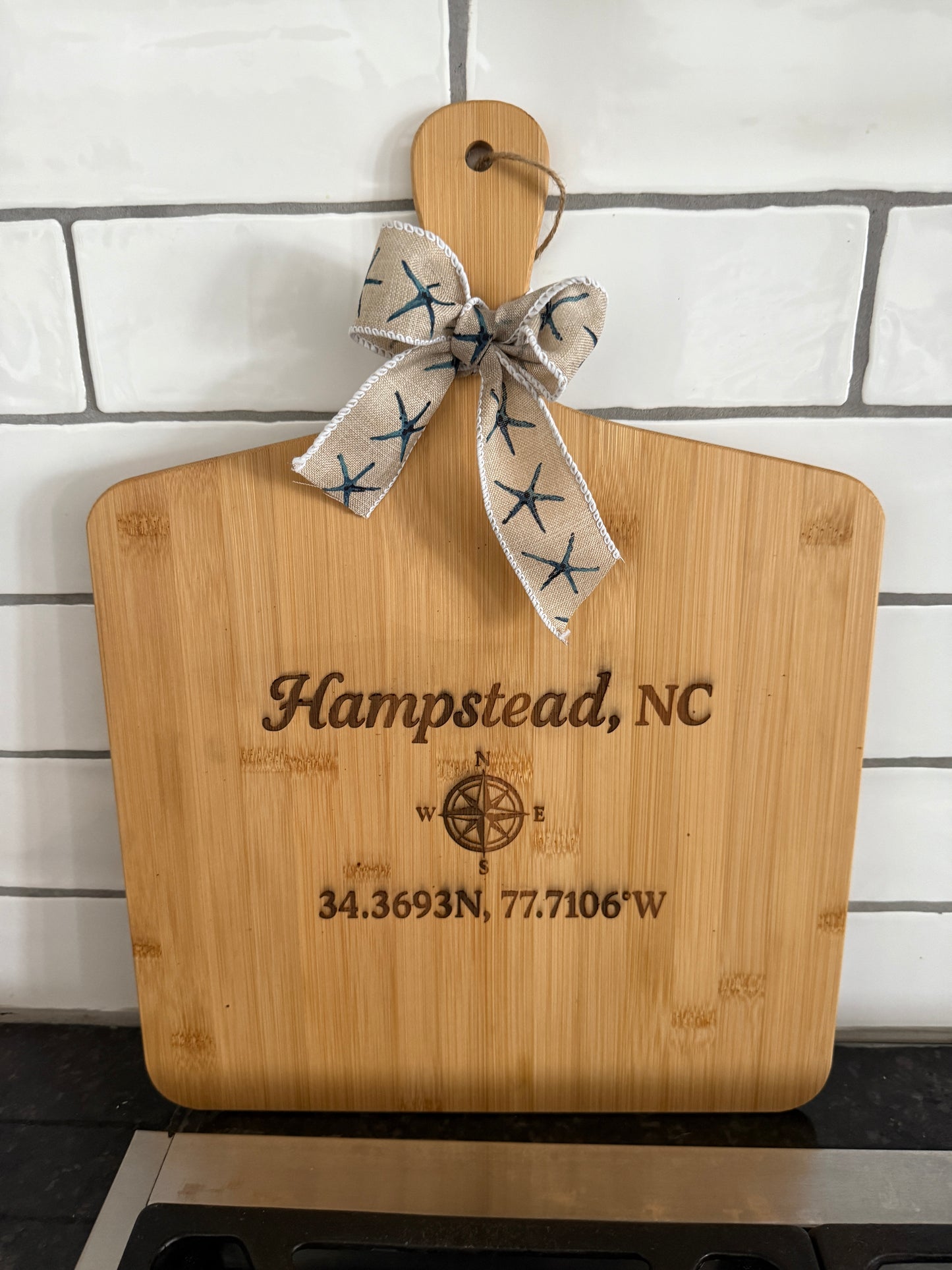 Hampstead, NC Compass Coordinates Cutting Board