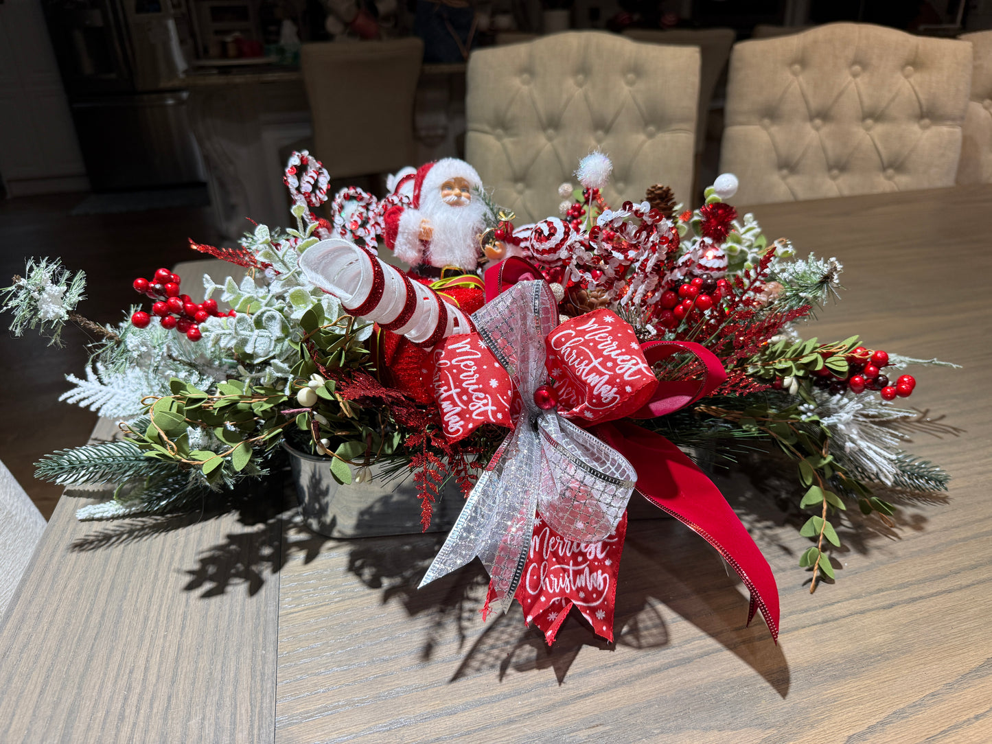 Floral Santa Christmas Arrangement – Festive Holiday Centerpiece | Madison on Main | One of a Kind