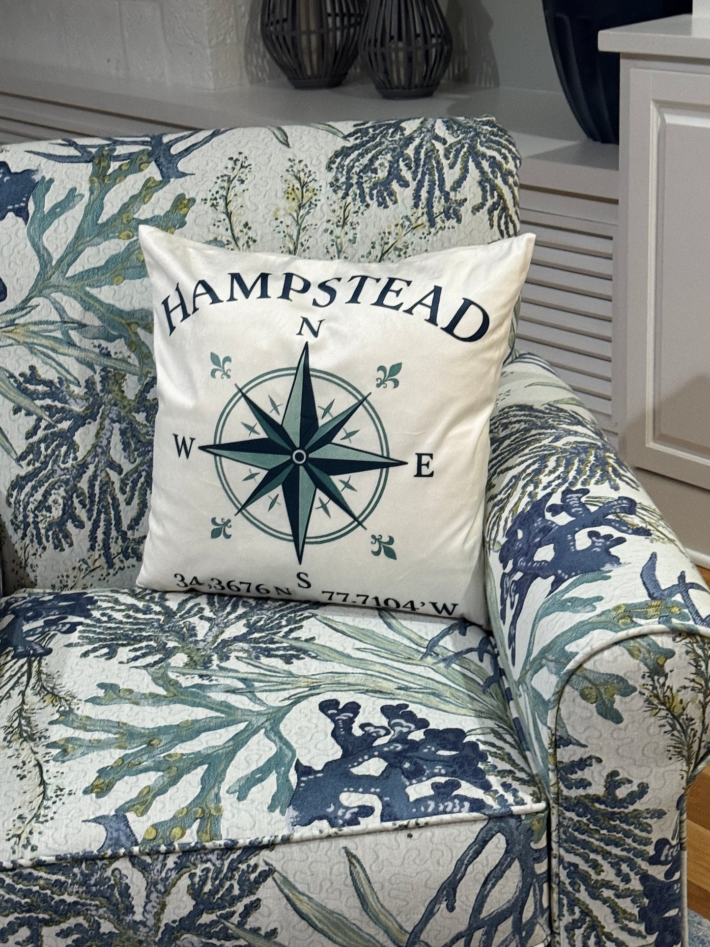 Hampstead Compass Coordinates Pillow
