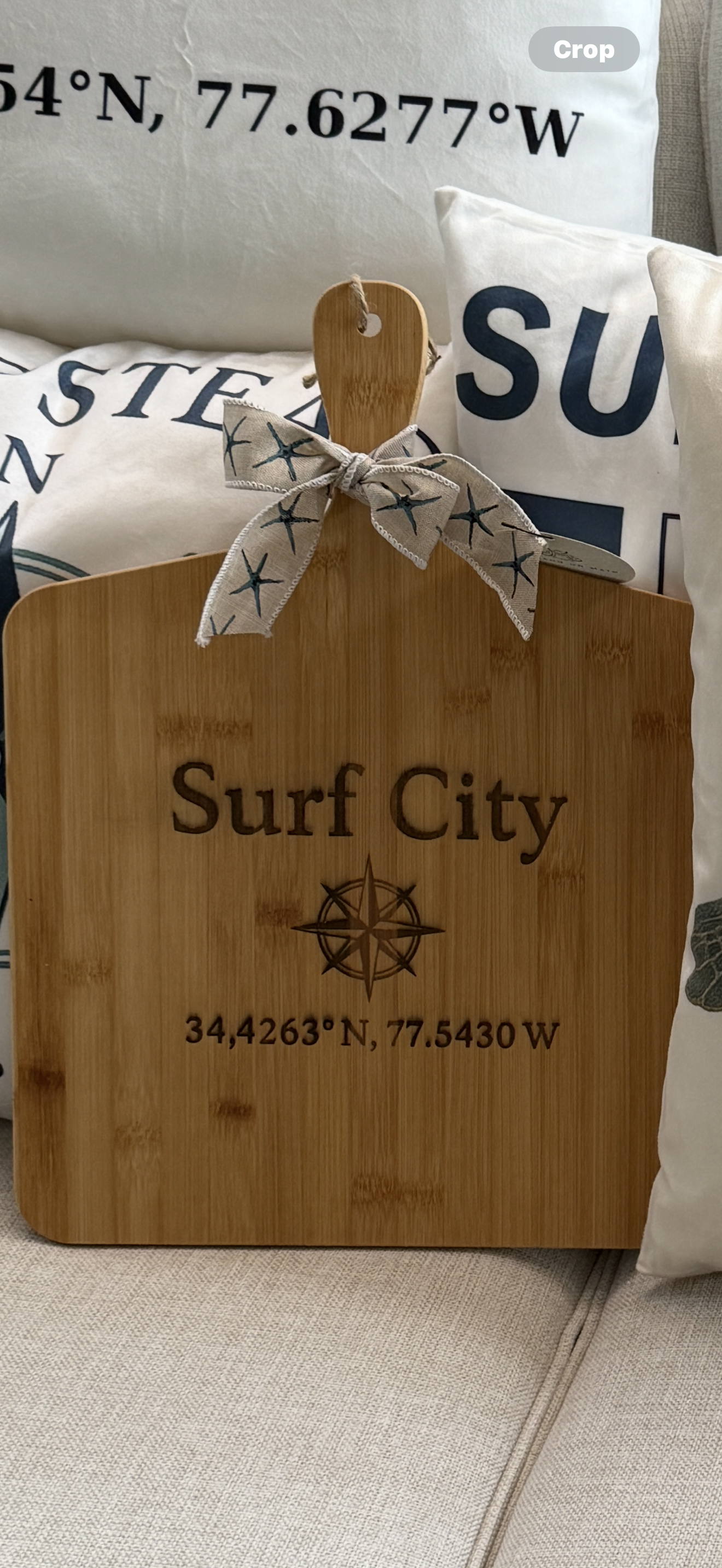 Surf City Compass Coordinates Cutting Board