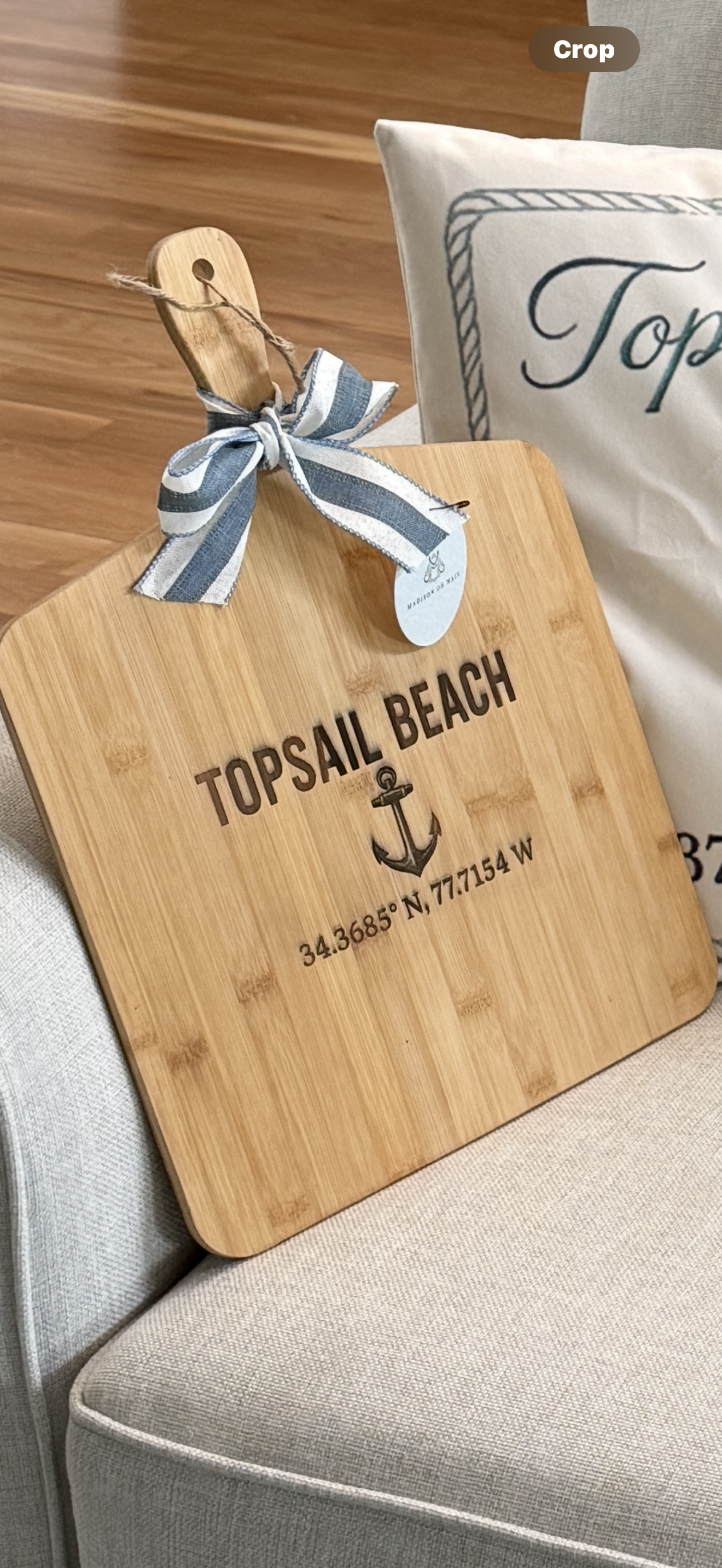 Topsail Beach Anchor Coordinates Cutting Board