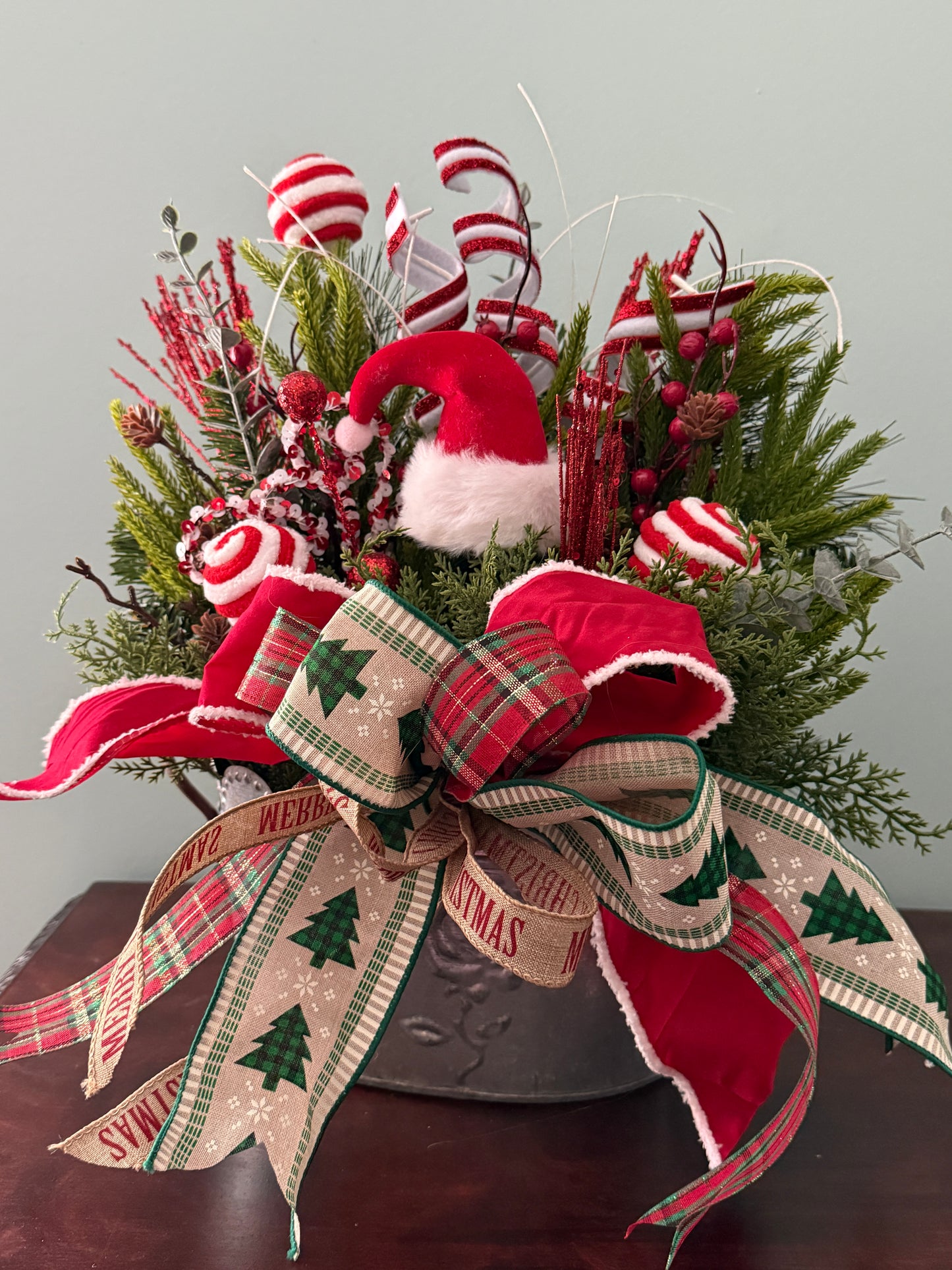 Peppermint Santa Christmas Arrangement