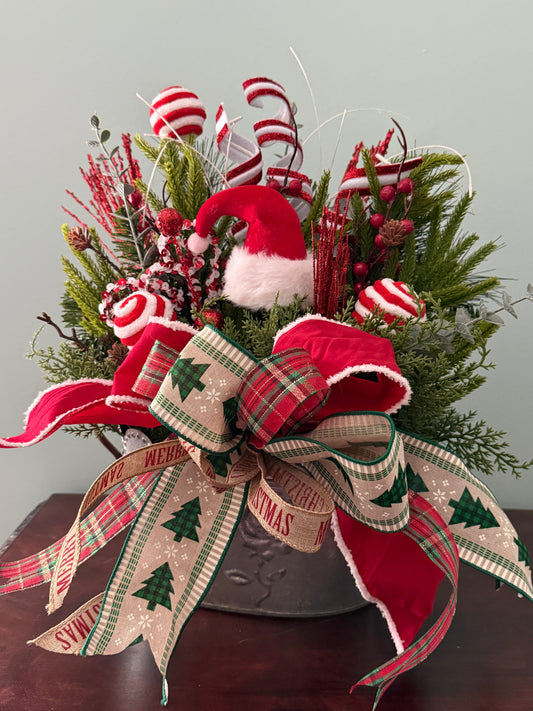 Peppermint Santa Christmas Arrangement